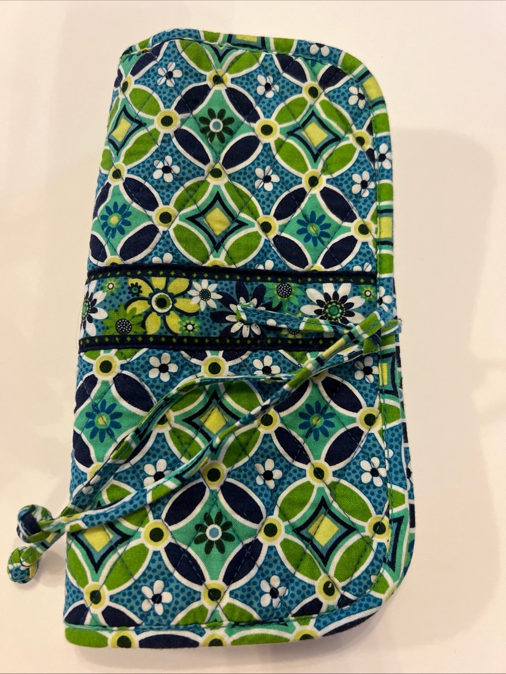 Vera Bradley Blue & Green Quilted Cosmetic Brush Pouch